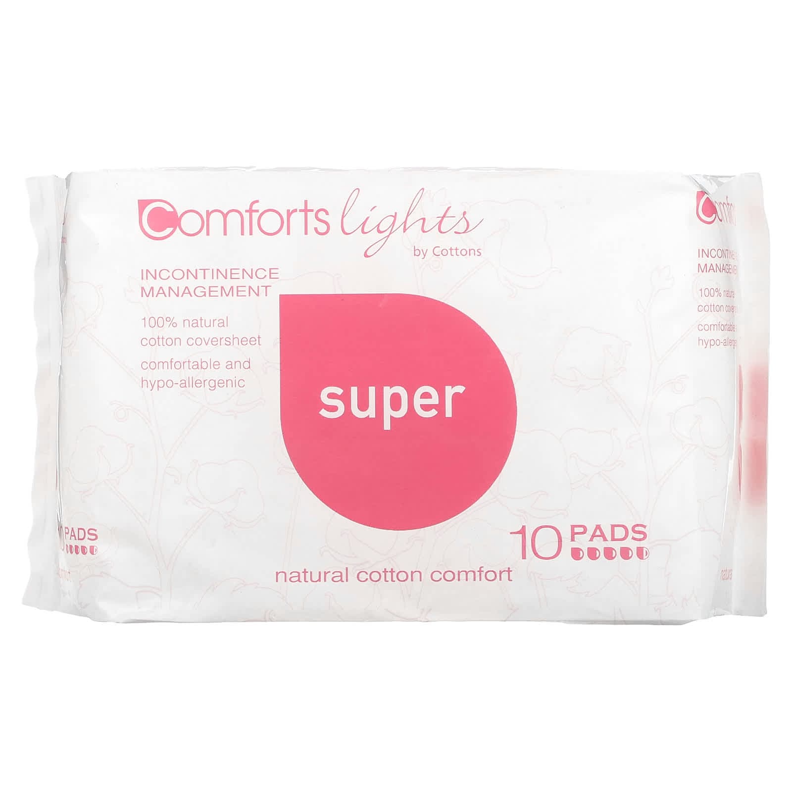 Cottons, comfort light, pad, super, 10 pieces