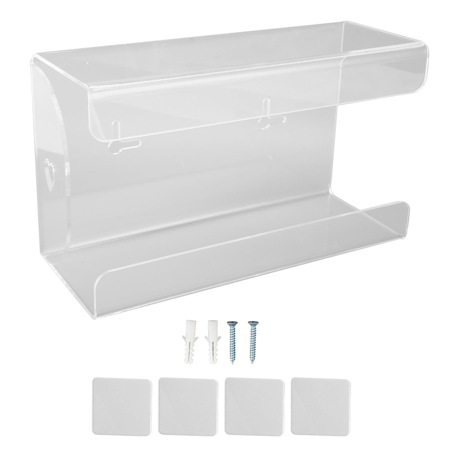 Glove Box Holder Dispenser Wall Mounted Tissue Holder Clear with Adhesive Expansion Screw for Home