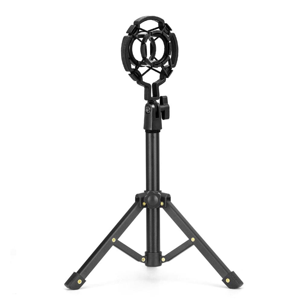 Tabletop Microphone Tripod Stand Desktop Mic Stand Metal Mic Tripod with Mic Holder for Streaming Recording black