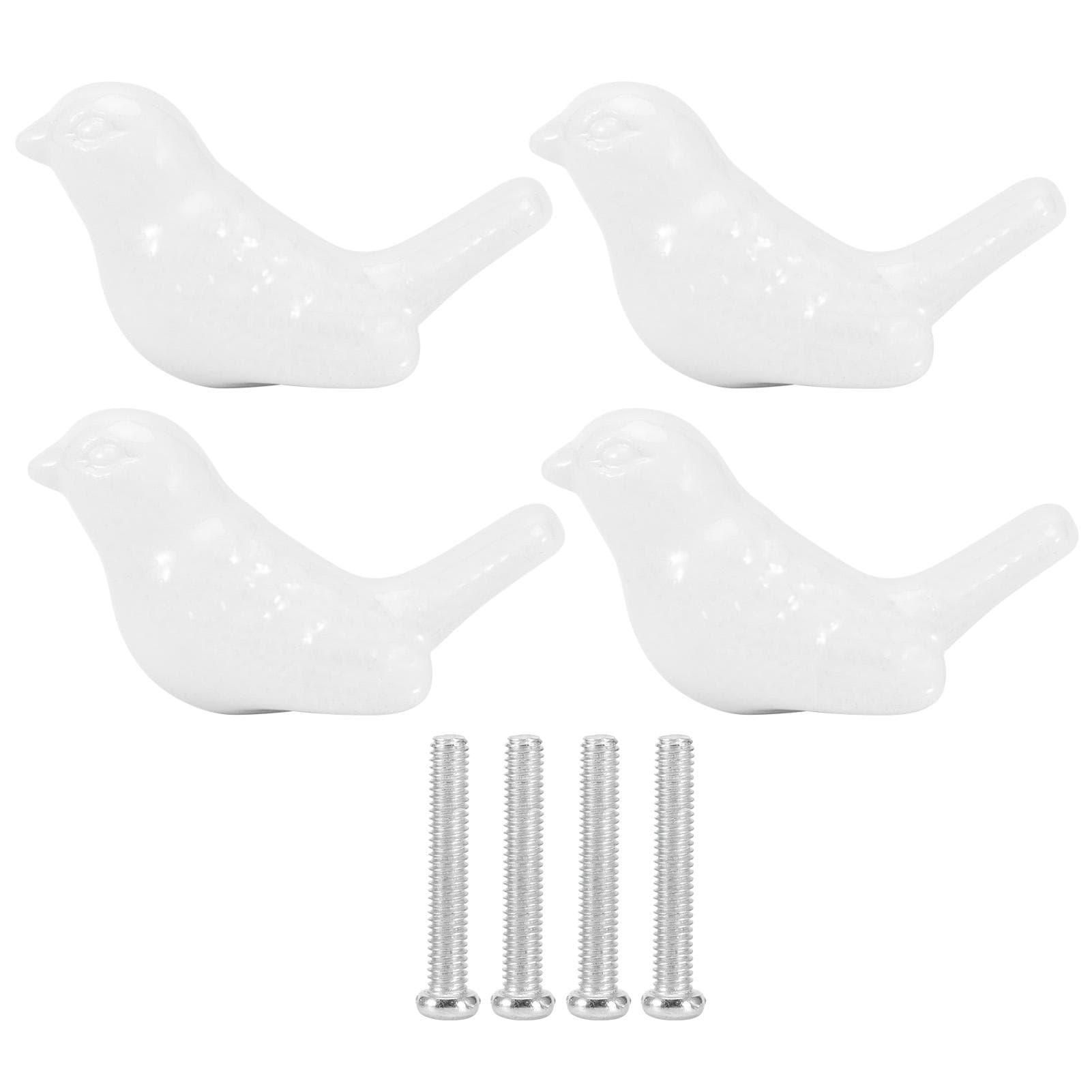 4 Set Bird Shape Ceramic Knobs DIY Door Drawer Cupboard Pull Handle Furniture AccessoriesWhite white