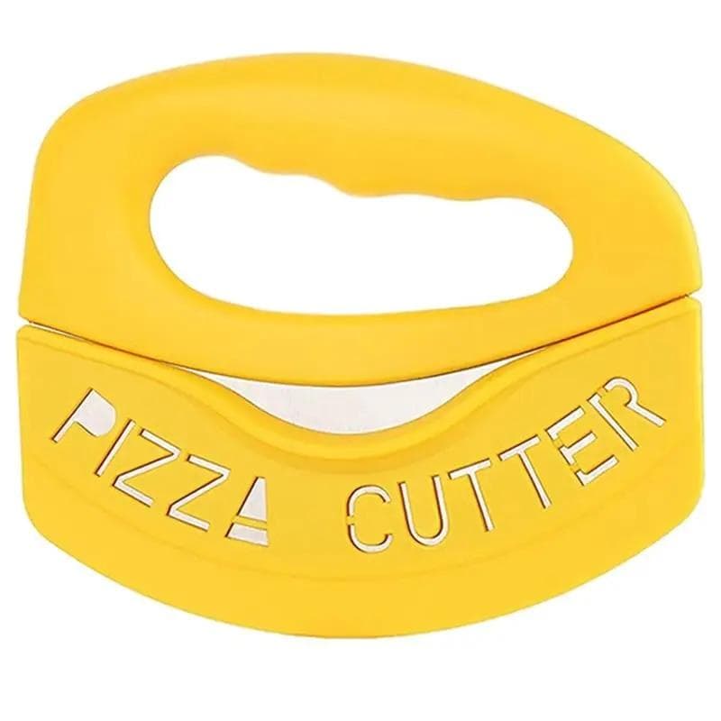 Portable Pizza Cutter Food Chopper Super Sharp Stainless Steel Pizza Cutter With Protective Sheath Multi Function Pizza Knife yellow