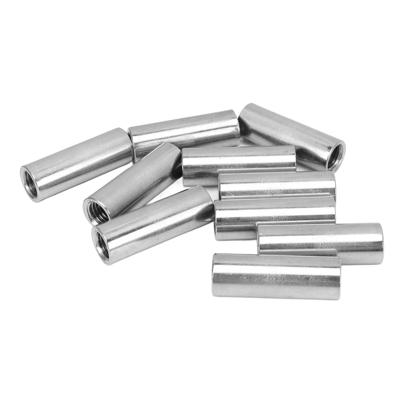 10Pcs Coupling Nut Female Thread Round Rod Connector 304 Stainless Steel M10x1.5 14 L40mm