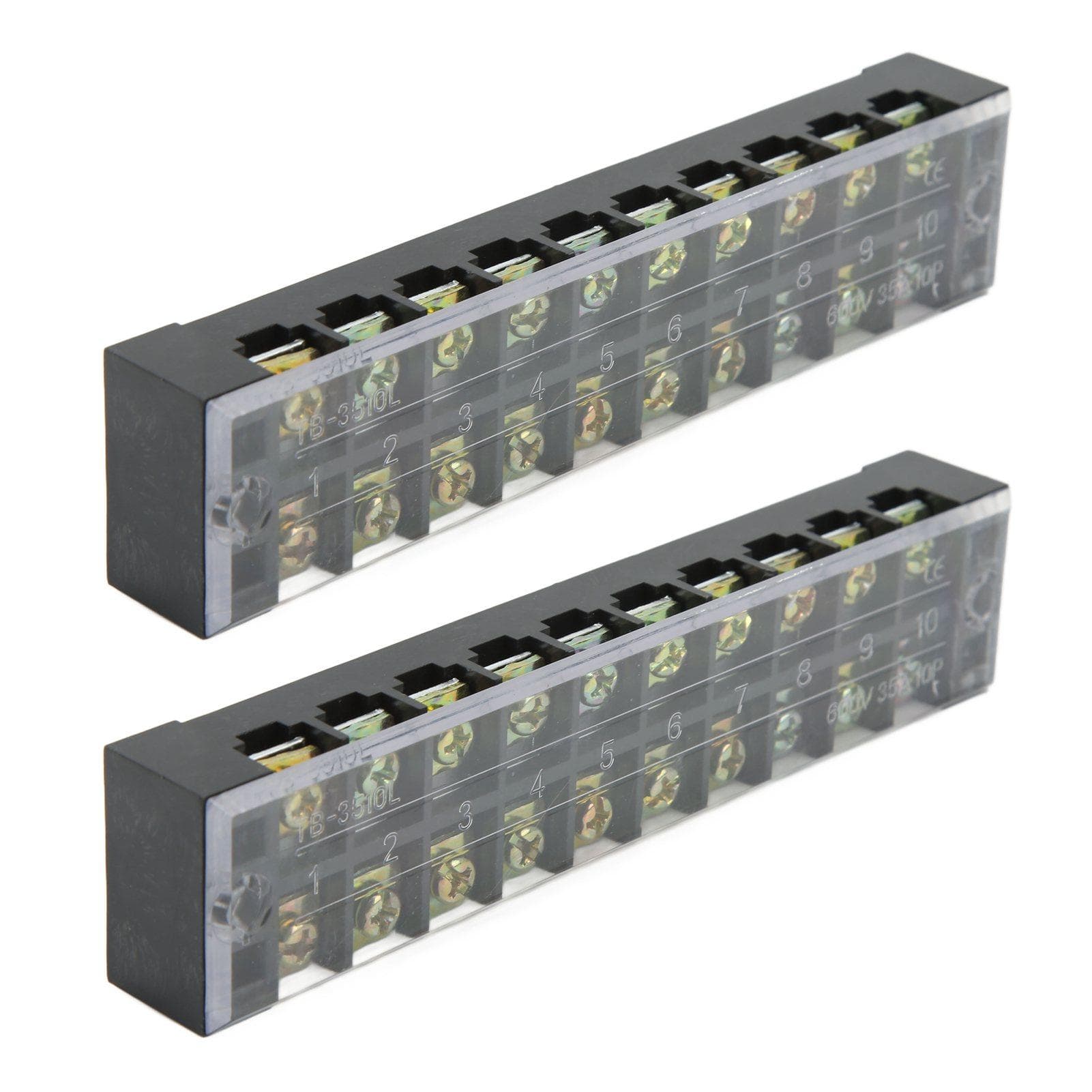 2Pcs Terminal Strip TB Fixed Large Current Dual Row Wire Barrier Block Terminal Strip with