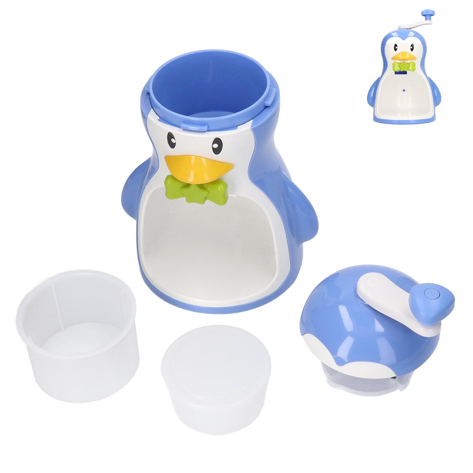 Shaved Ice Machine ABS Penguin Shape Blue Household Portable Manual Snow Cone Maker Machine with
