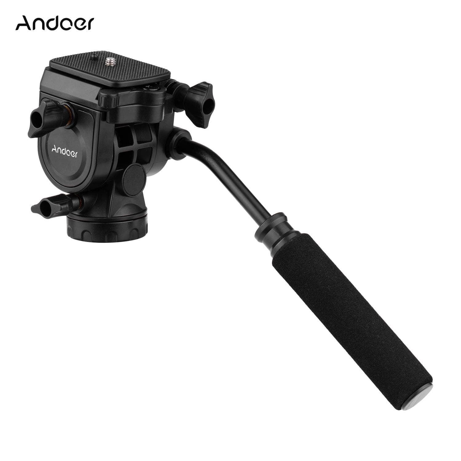 Fluid Hydraulic Ball Head Panoramic Photography Max. Load 5KG with Handle for 1/4 inch Screw black
