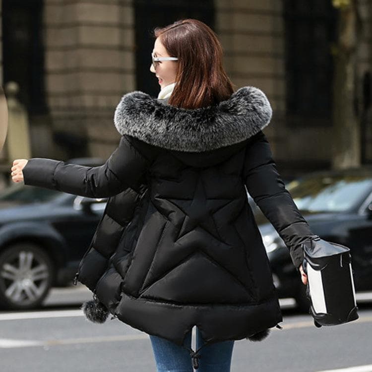 Oversize Winter Jacket Women Parka Hooded Outerwear Warm Down Cotton Jacket Plus Size Winter Coat Parker Women 5XL black