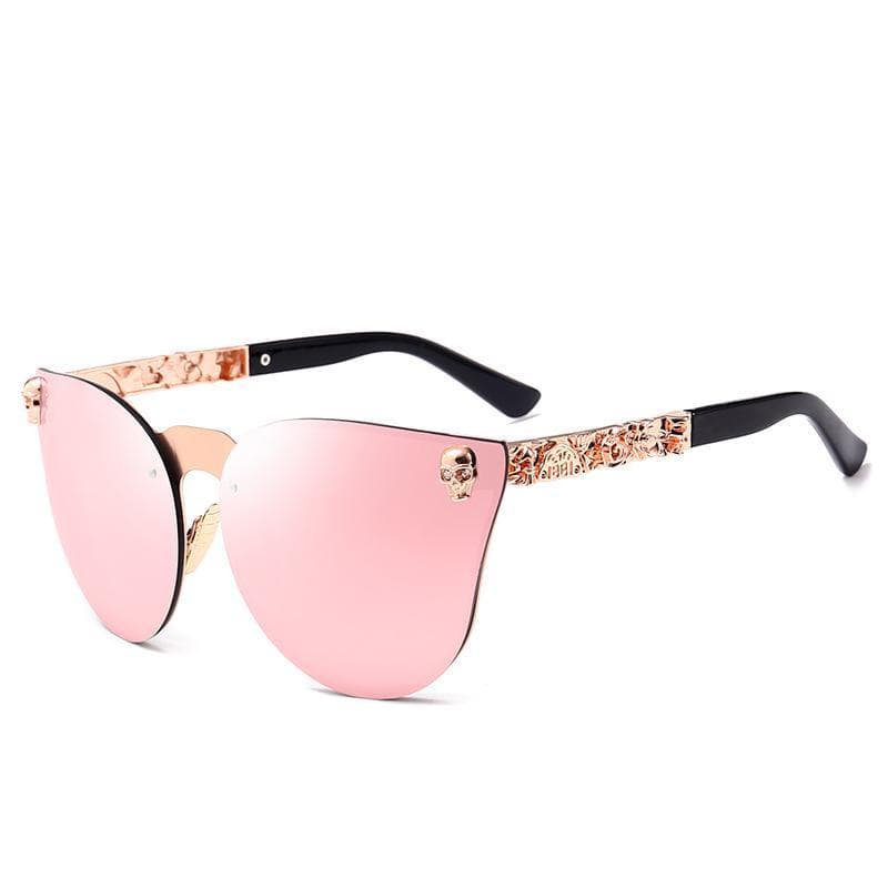 Vintage Rimless Cat Eye Sunglasses Women Men Luxury Designer Sun Glass Mirror Coating Relief Skeleton