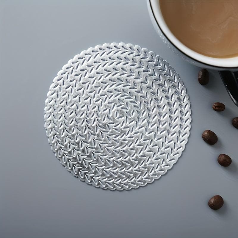 1Pc PVC Coasters for Kitchen Use for Both Indoor And Outdoor Coasters Washable, Heat Resistant, And Easy to Clean for Weddings, Camping, Festivals silver