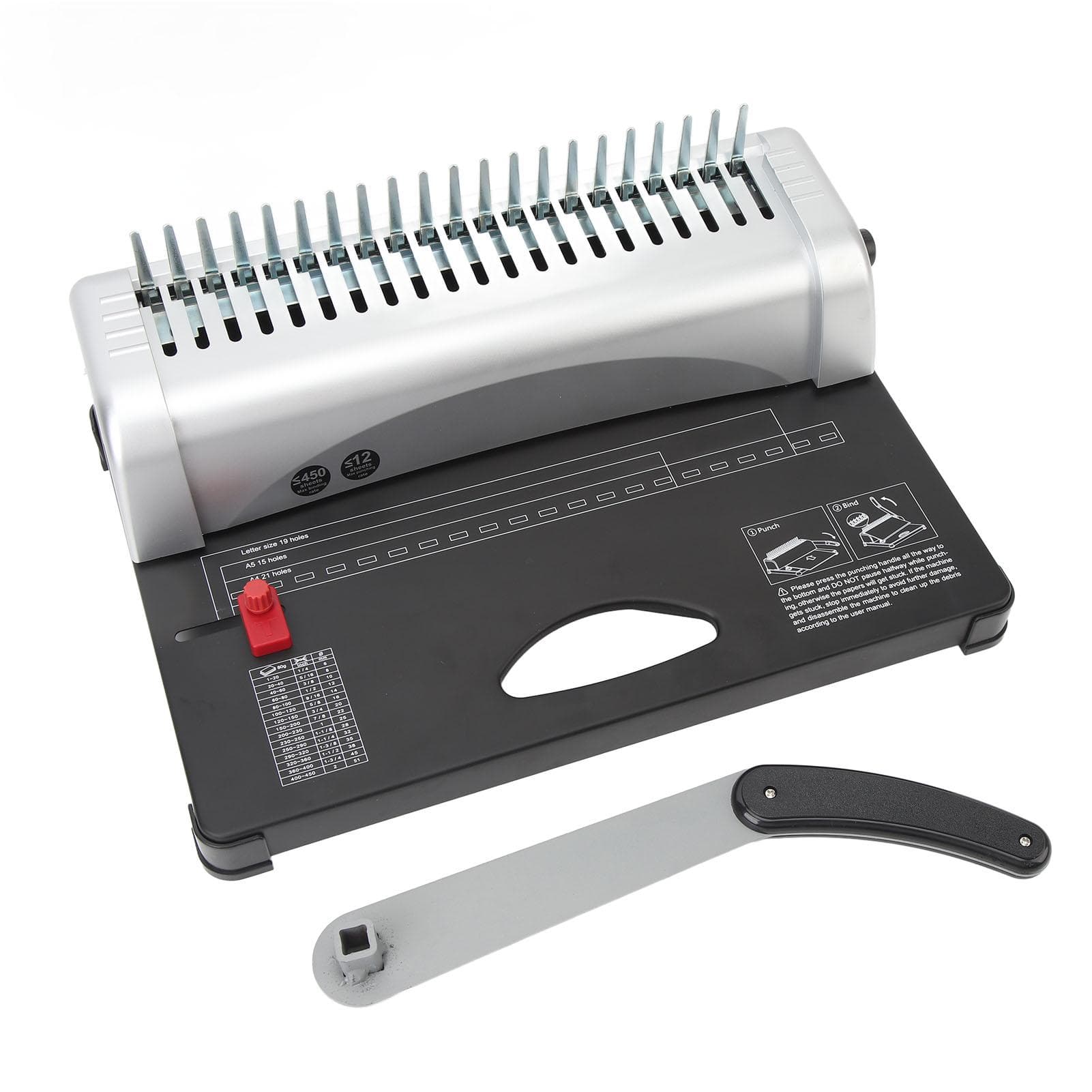 Manual Binding Machine 21 Hole 10‑450 Pages Adjustable Book Binding Machines with Comb Bindings