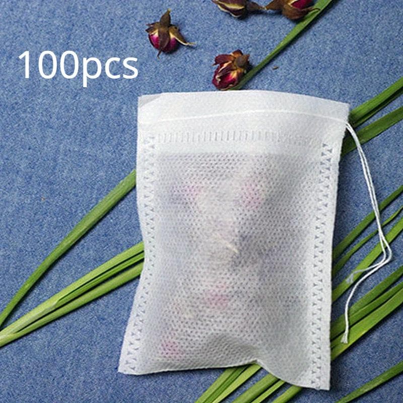100pcs Disposable Tea Filter Bags Non-Woven Transparent Perfect for Hotels/Commercial Use - Kitchen & Restaurant Supplies