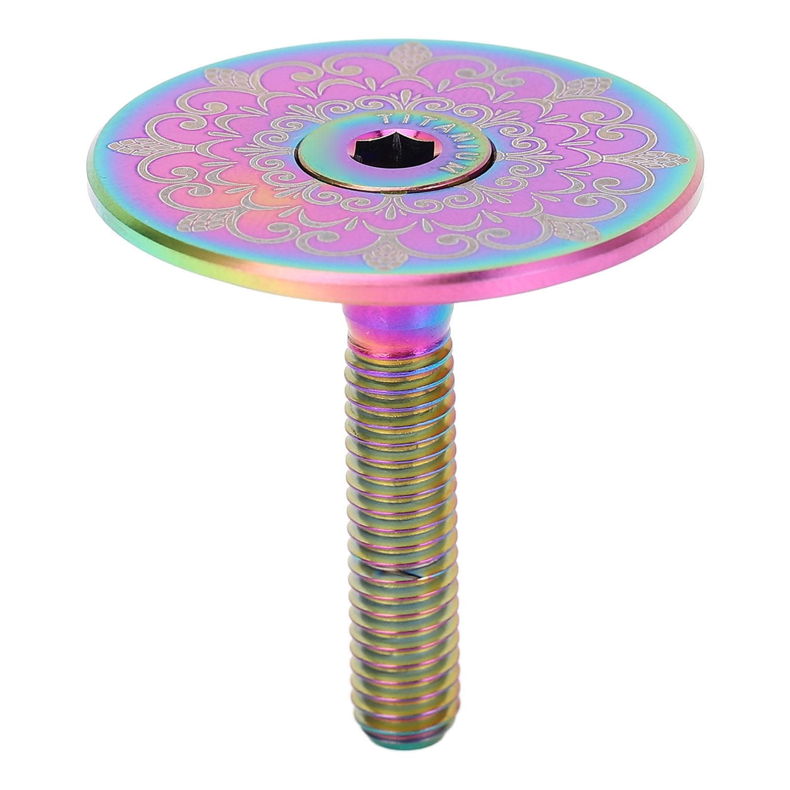 Bike Headset Cover Alloy 28.6mm Front Fork Stem Top Cap for Mountain Road Bike Totem Pattern