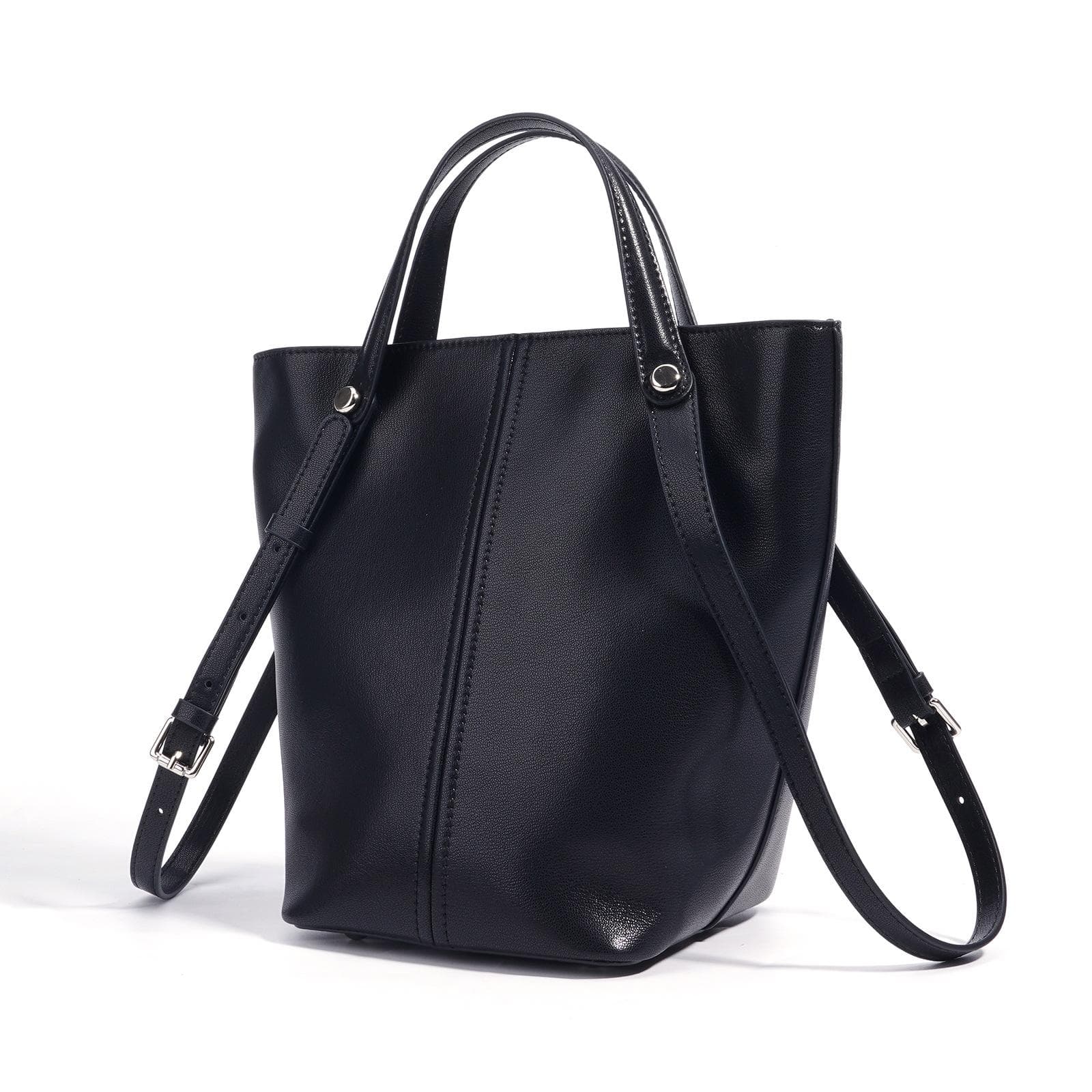 Spring and Summer Shoulder Bag High-end Light Luxury Dark One-shoulder Bucket Bag Stitching Bag Women's Simple black