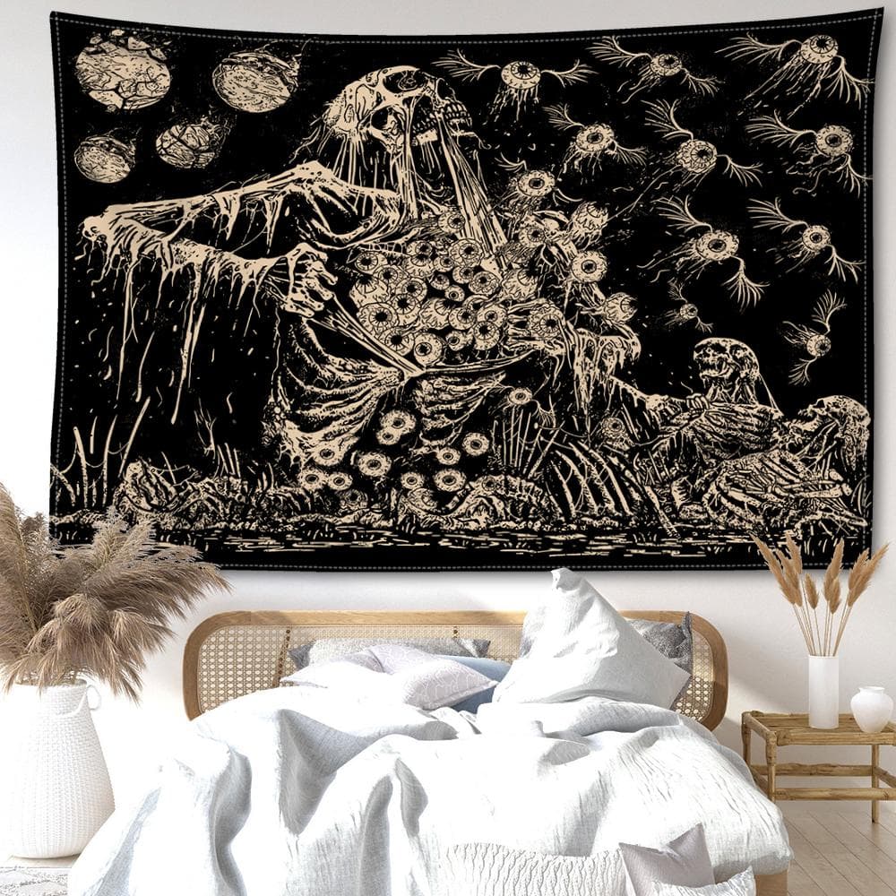 Abstract Eye Skeleton Tapestry Wall Hanging Mysterious Witchcraft Art Hippie Tapitz Living Room Bedroom Home Decor 95x73CM