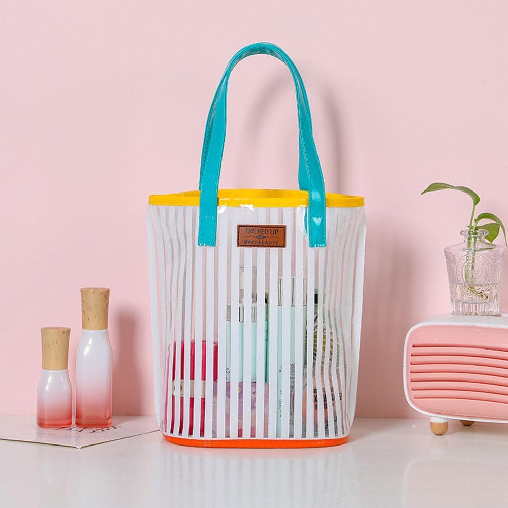 New Transparent Protable Large Capacity Jelly Bag Summer Beach Bag Handbag Shoulder Bag Shopping white