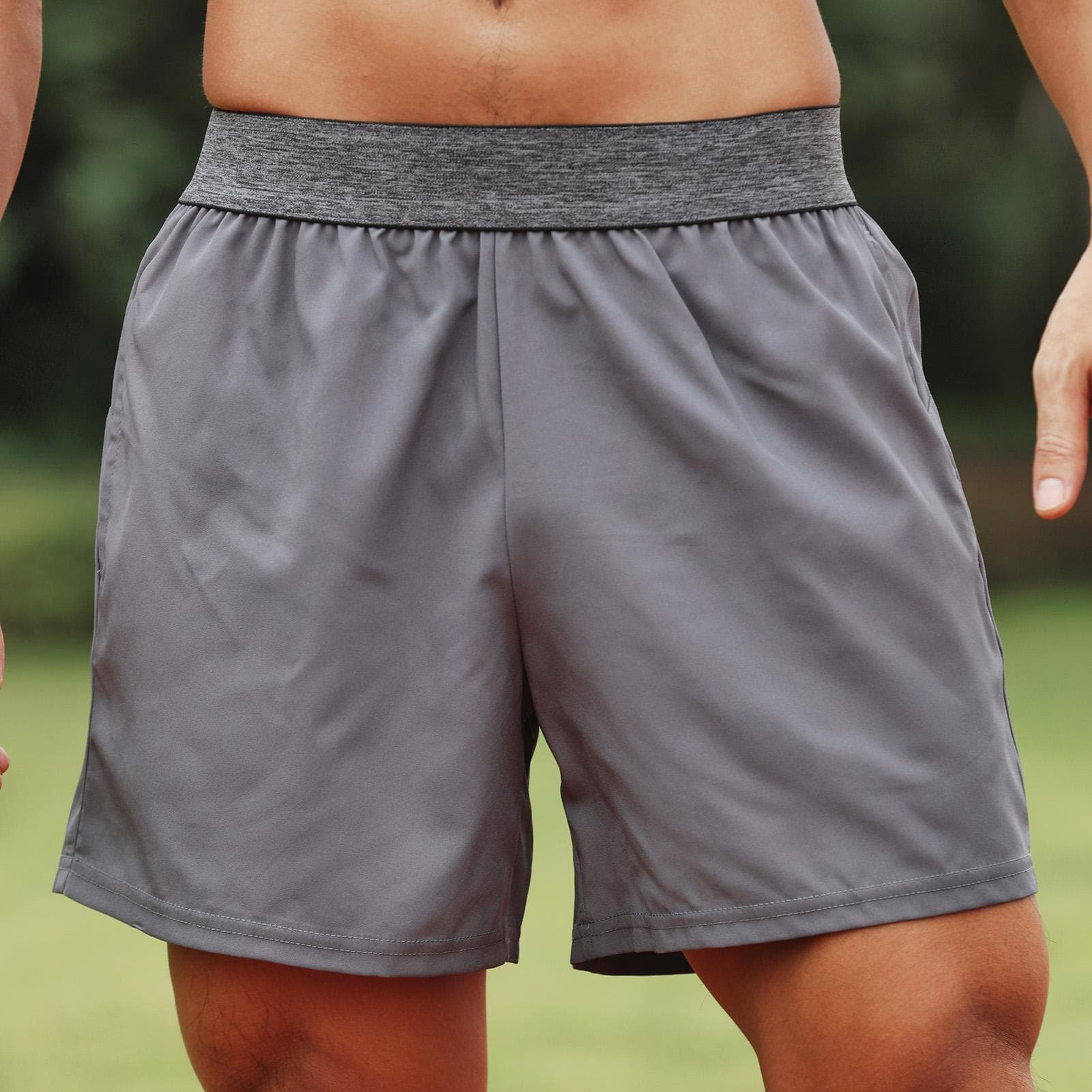 Men Sport Shorts Elastic Waist Pocket Towel Loop Running Basketball Gym Athletic Loose Fit L grey