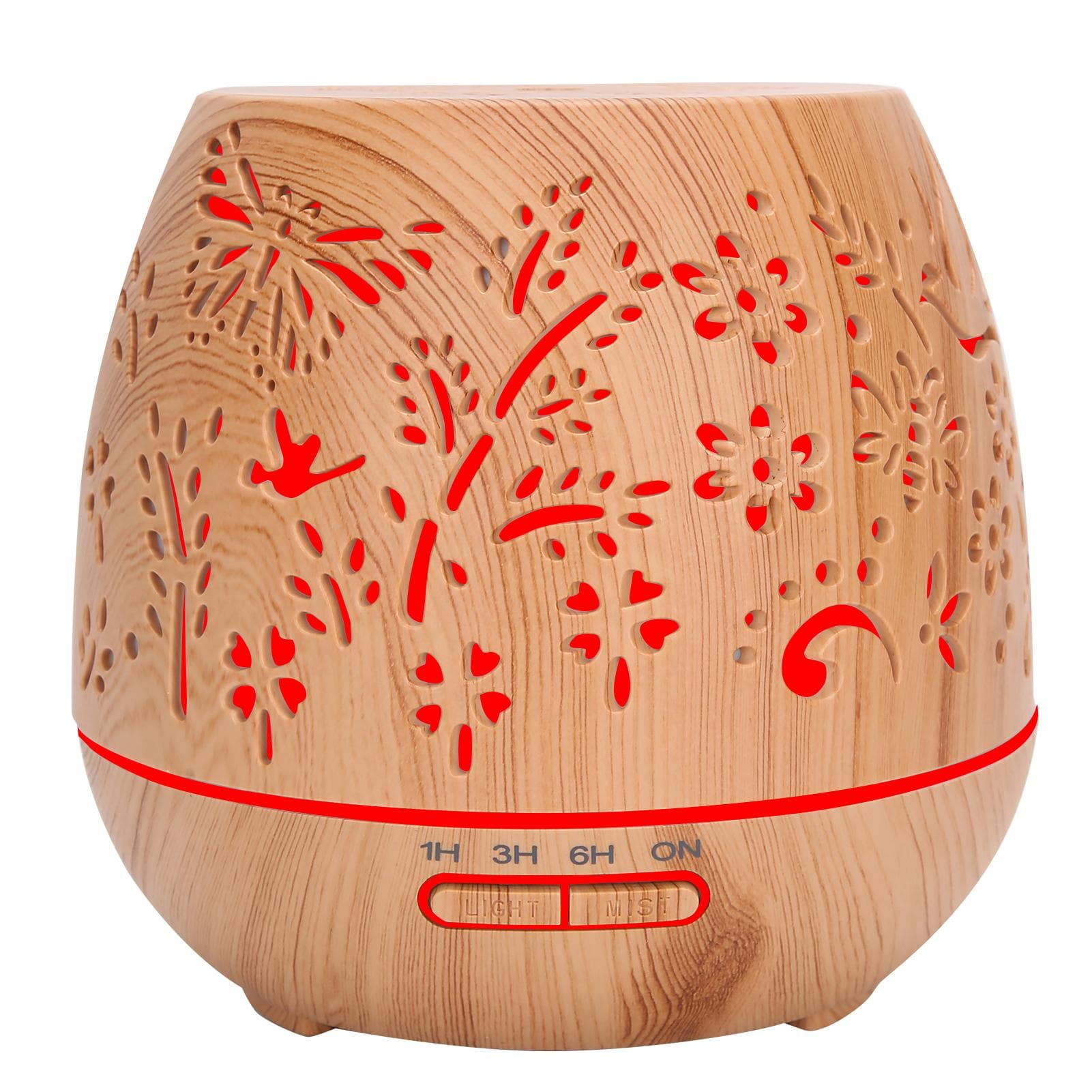 400ml Humidifier Wood Grain Hollow Aroma Diffuser Remote Control Humidifier 110‑240VAU Plug AU Plug