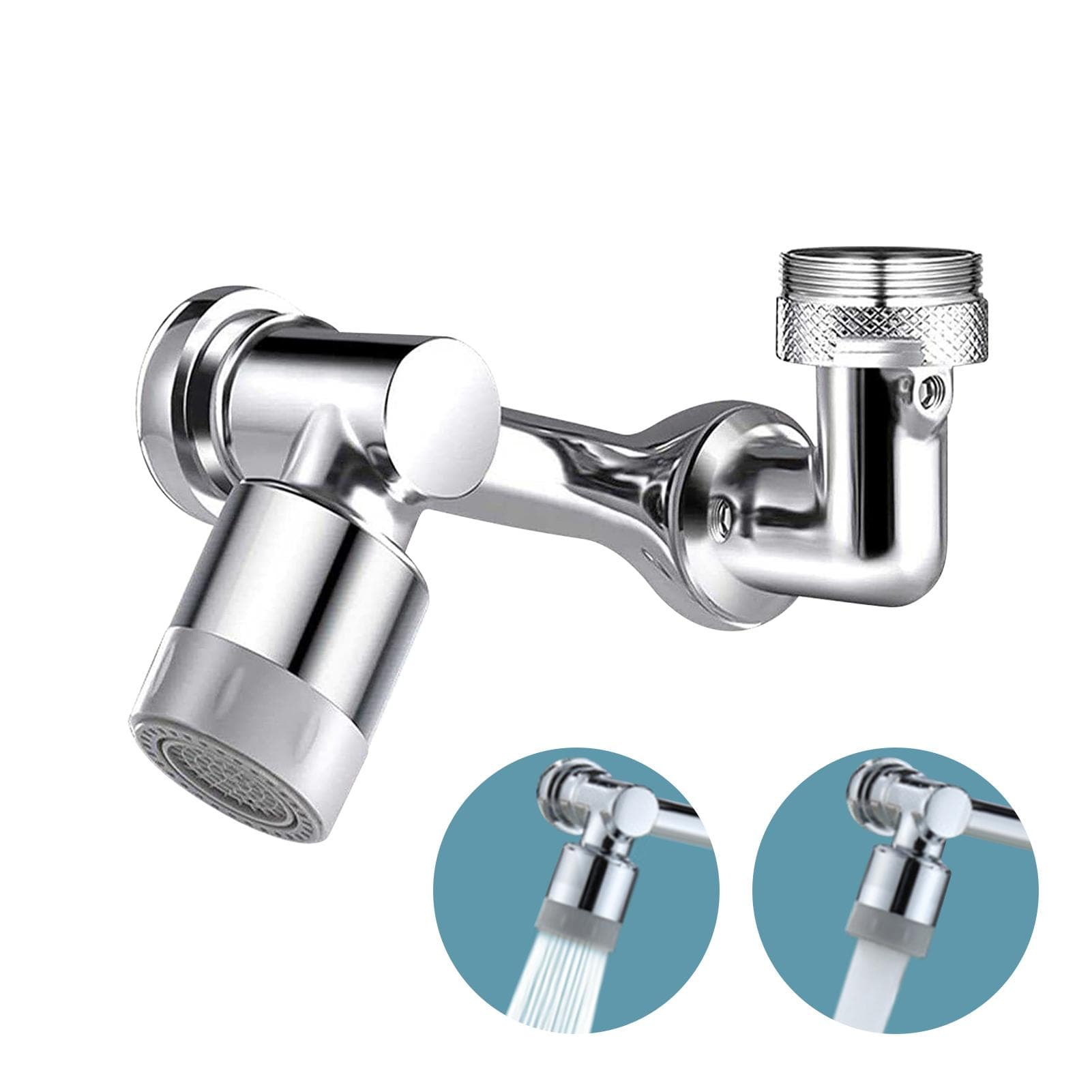 1080 Degree Rotatable Splash Filter Faucet Universal Kitchen Bathroom Water Faucet Extender Sprayer Shower & Foam silver