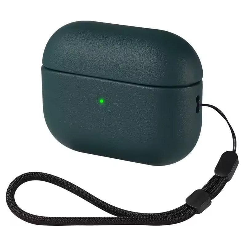 Leather grain Case For AirpPods Pro 2 Case Airpods 4 3 AirPods Pro cover Apple Bluetooth Earphone Accessories Protect Machine AirPods 4 dark green