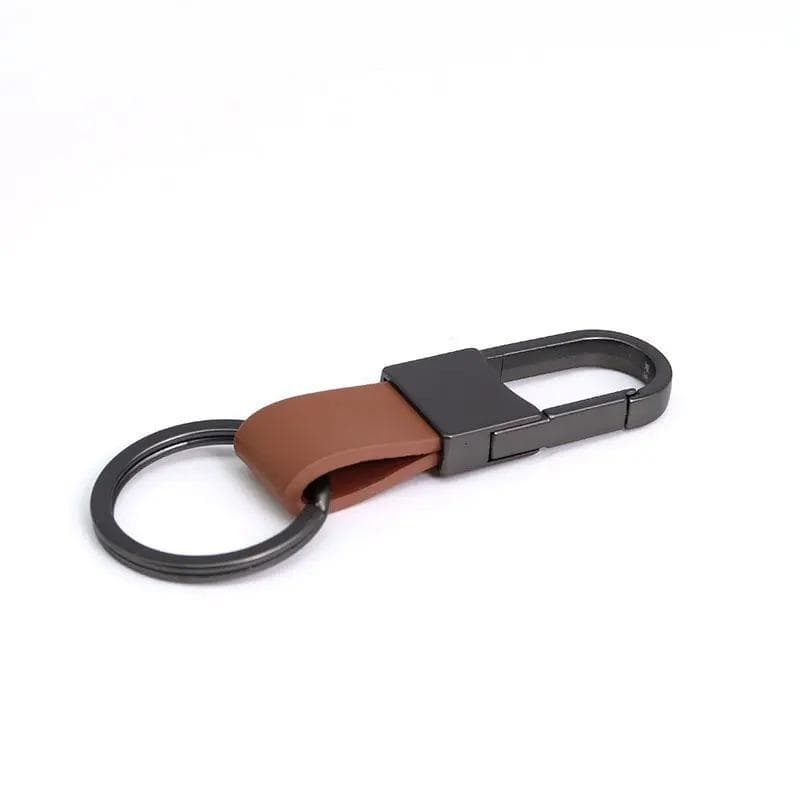 Genuine Leather Keychains For Women Men Metal Carabiner Car Key Strap Waist Hanging Wallet Key Accessories Car Keyrings brown