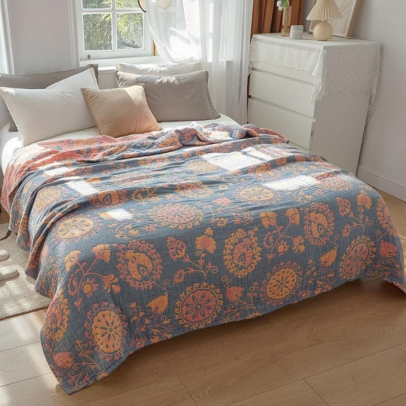 100% Cotton Muslin Bed Cover Breathable Muslin Bedspread Home Textile Adult Kids Jaccquard Sofa Bed Throw Blankets Bedsheet 150x200cm