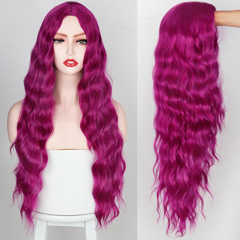 Ombre Wavy Wigs Black Brown Blonde Middle Part Cosplay Synthetic Wigs with For Women Long Hair Wigs Fake Hair 19