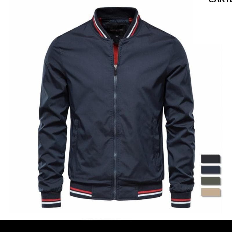 2024 New V-neck Design Spring and Autumn Fashion High Quality Men's Jackets for Men's Leisure Slim Fit Men's Baseball Jackets 2XL navy blue