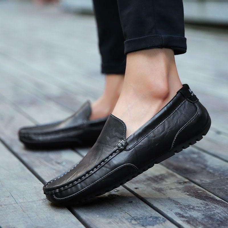Handmade Genuine Leather Men's Loafers Comfortable Slip-on Driving Casual Shoes Brand Soft Moccasins Big Size 37-47 43