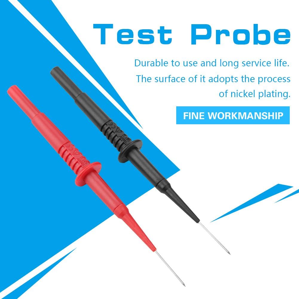 P5008 2Pcs Black Red Banana Plug Socket Insulated Multimeter Testing Probe Piercing Needles