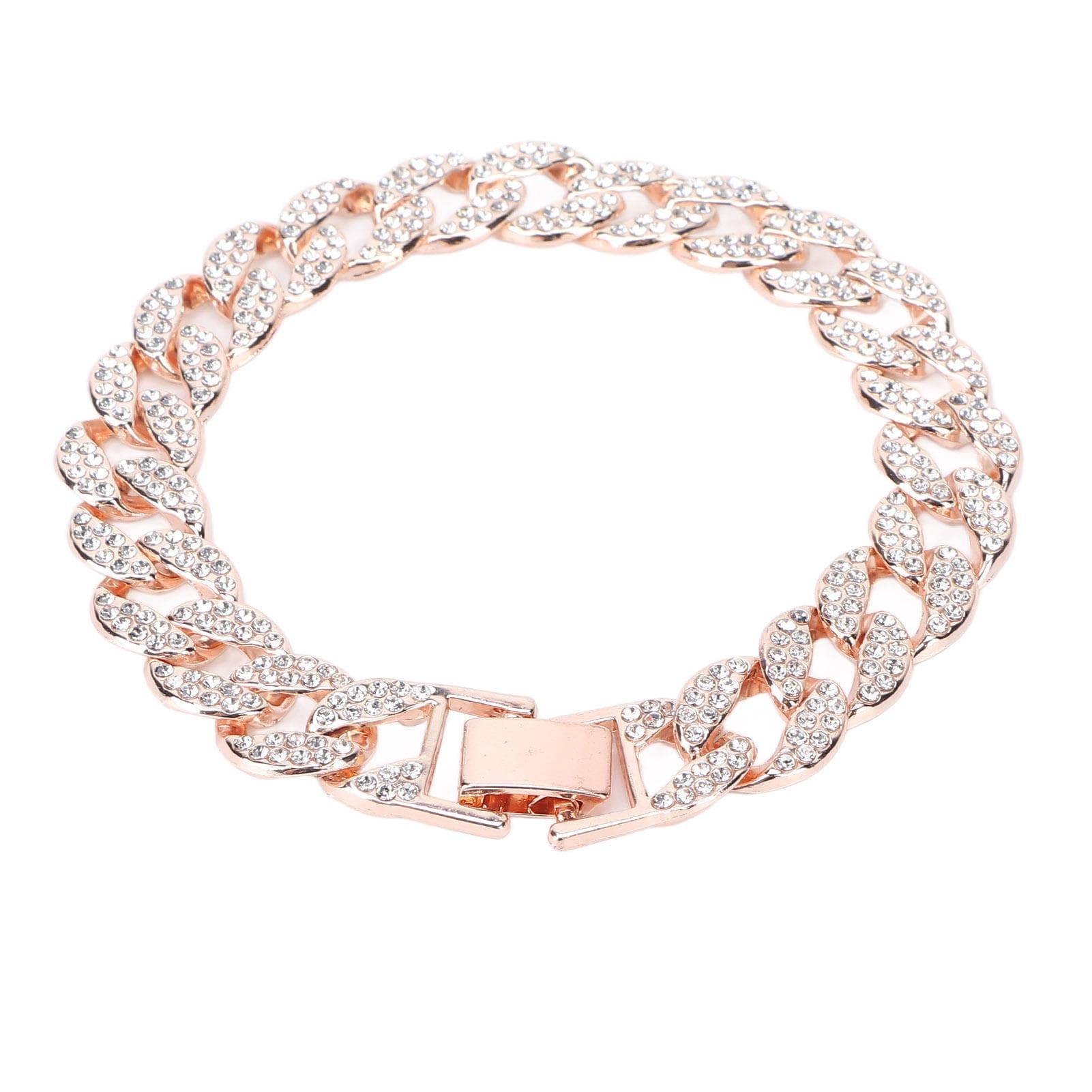 10 Inch Cuban Link Chain Fashion Long Lasting Color Retention Brick Hip Hop BraceletRose Gold rose gold