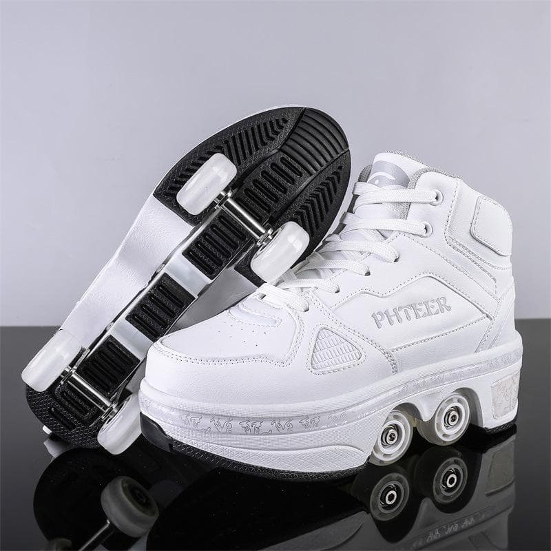 Children Teenagers Boys and Girls Shapeshifting Shoes Four Wheels Dual-purpose Roller Skates Double Row Runaway Shoes Roller Skates 41