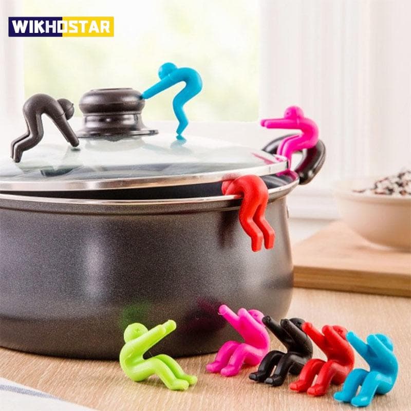 1 Piece Spill-proof Lid Lifter for Soup Pot Kitchen Tools Lid Stand Silicone Heat Resistant Holder Keep The Lid Open Decoration blue