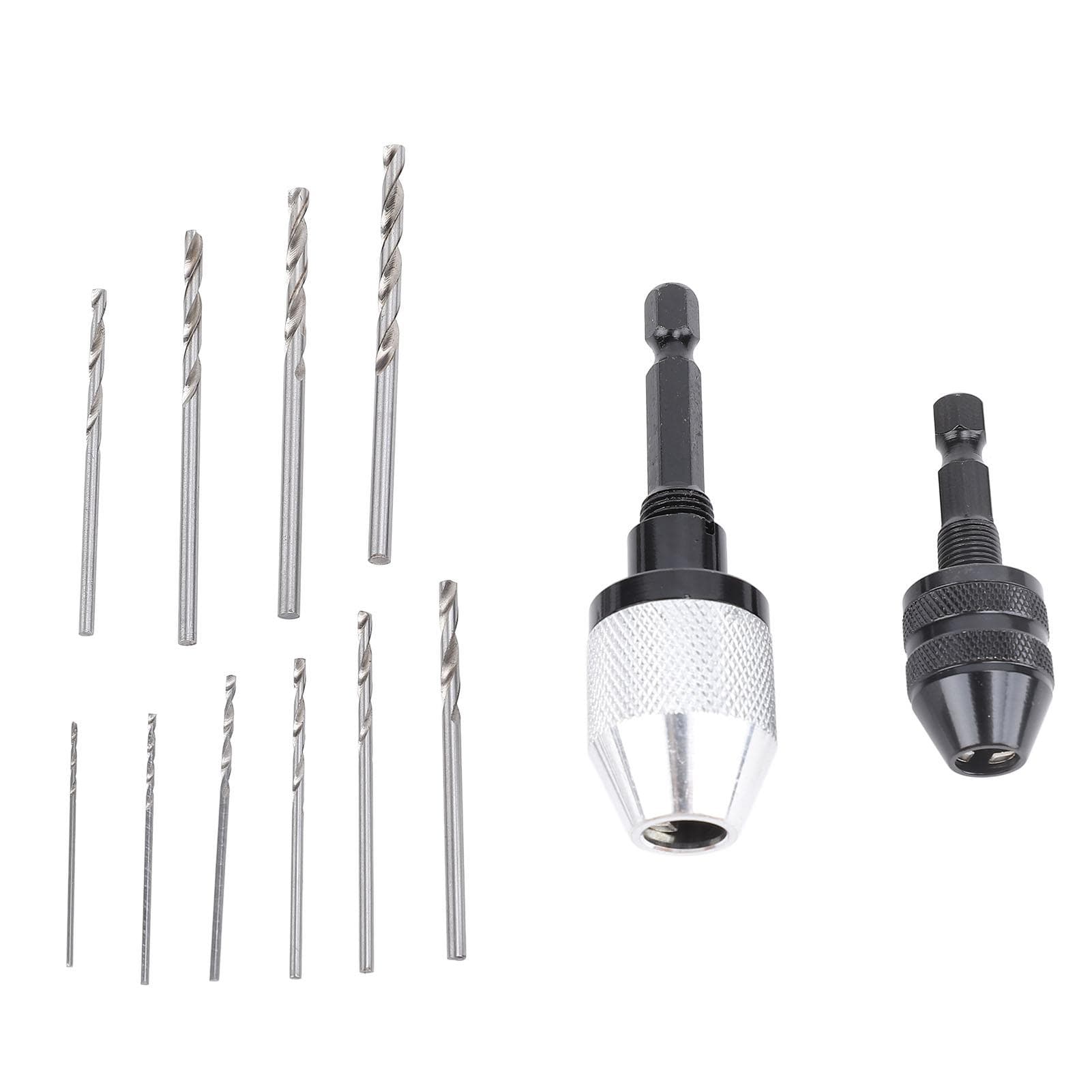 2PCS Keyless Drill Chucks with 10PCS Bits 1/4 Inch Hex Shank Drill Chuck Fast Change Converter