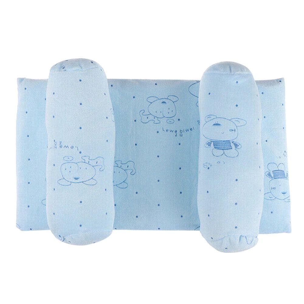 Soft Neck Protection Newborn Prevent Head Flat Anti-Roll Cushion Positioner Baby Pillow blue
