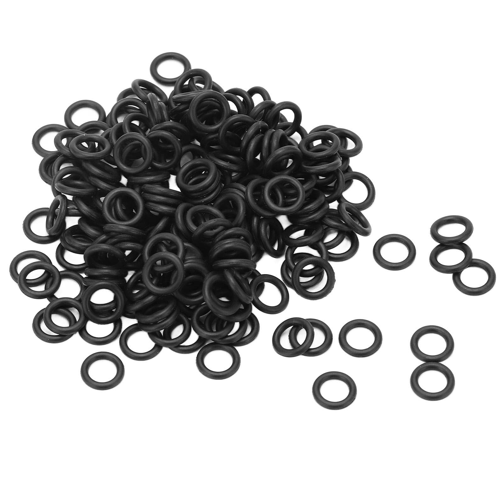 200Pcs Black Rubber O Ring Abrasion Resistant Flexible Universal O Ring for Fishing