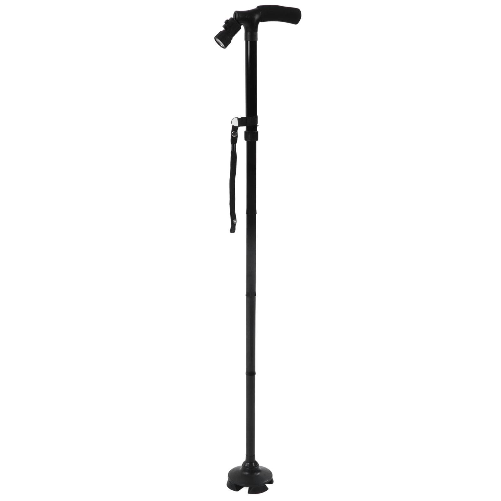 Aluminum Alloy Telescopic Crutches Walking Sticks Outdoor Elderly Cane With Torch