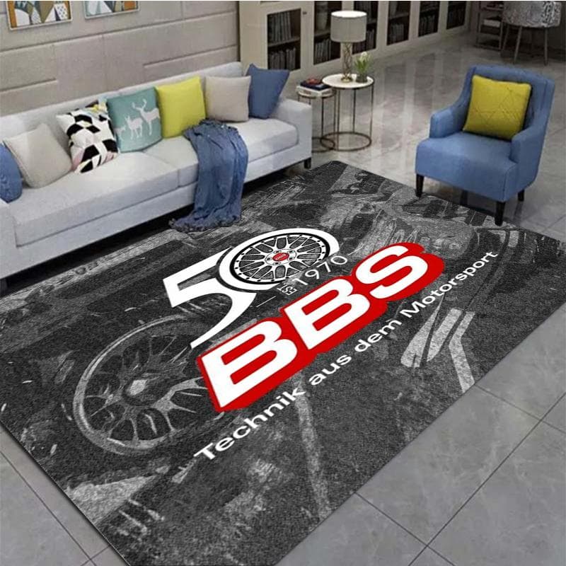 BBS racing 3D printed carpet, living room and bedroom decorative carpet, kitchen and bathroom anti-skid floor mat, door mat-Rug 60cm by 90cm