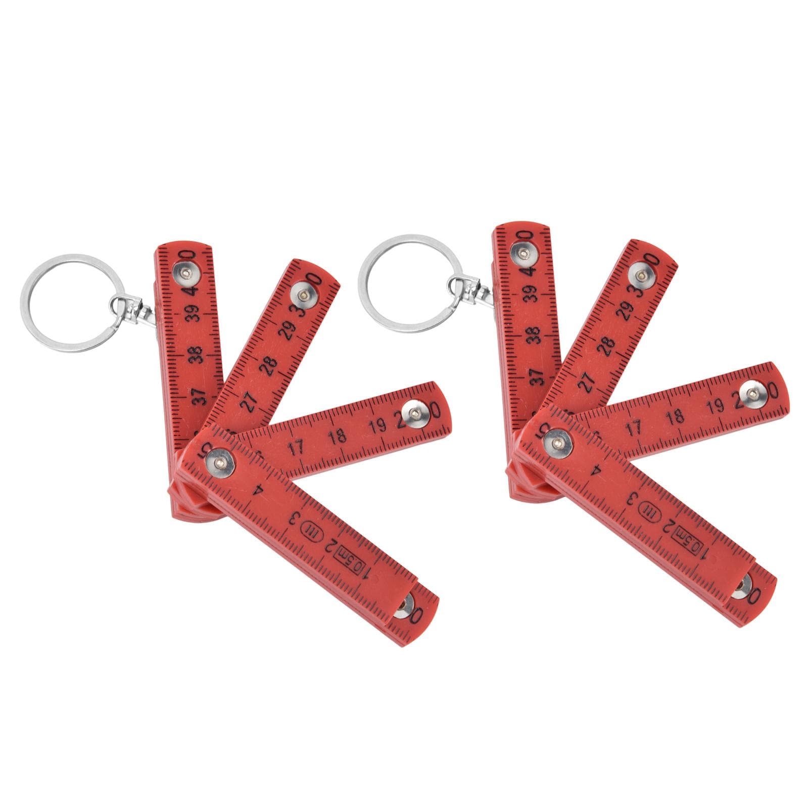 2Pcs ABS Folding Ruler Portable 0.5m Foldable Ruler with Key Ring for Carpentry Laying TilesBlue red