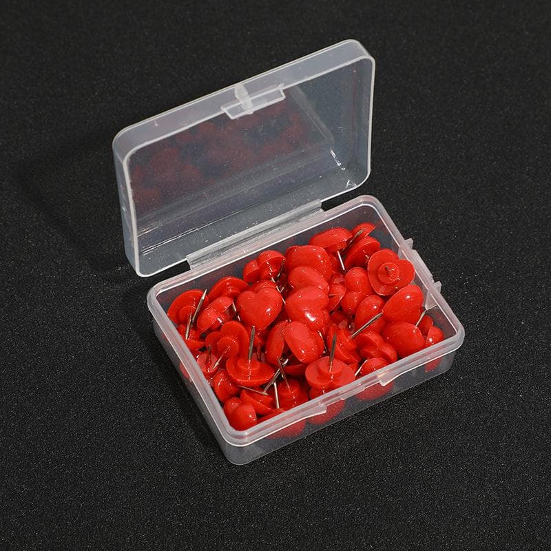 50pcs/set Heart shape Plastic Cork Board Safety Colored Push Pins Thumbtack Office School Supplies red