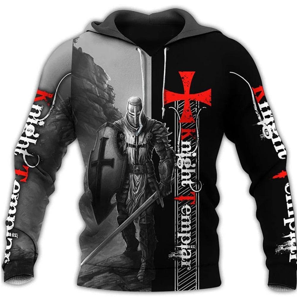 Knights Templar Men's Hoodie 3D Print Oversized Sweatshirt Fashion Loose Jacket Pullover Casual Hooded Streetwear Tops M