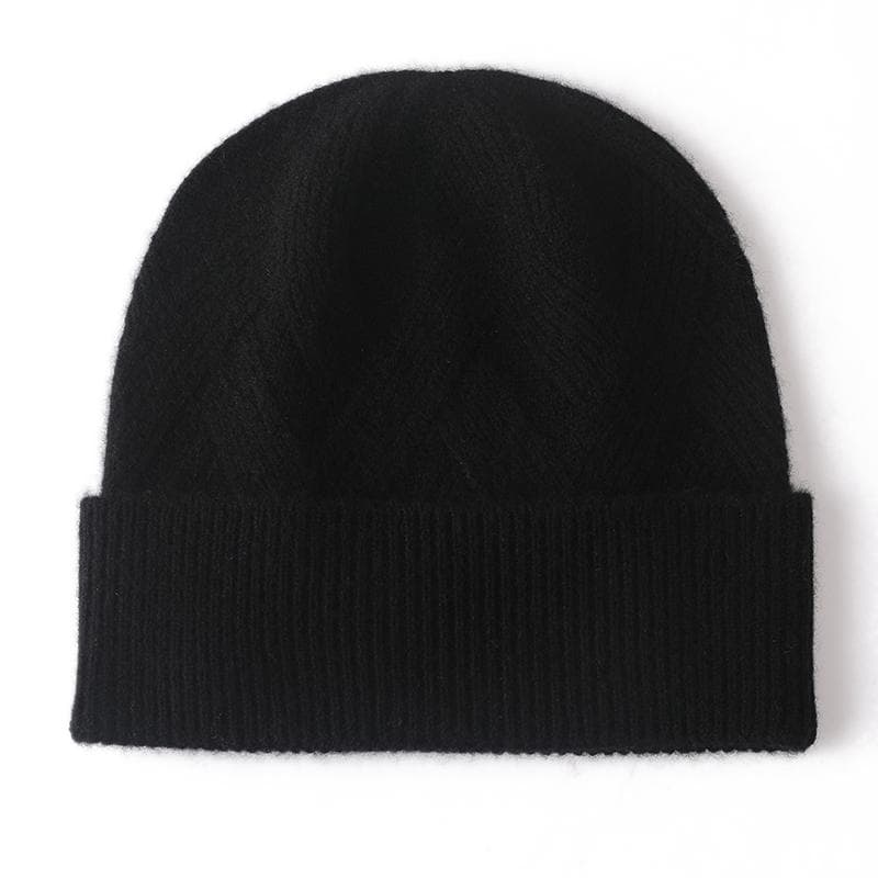 Women Hat Winter 100% Pure Cashmere Knitted Headgears Soft Warm Hats Lady Fashion Casual Thicken Cap Quality Cashmere Cap One Size