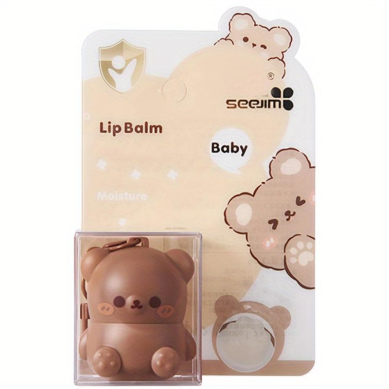 Cute Little Bear Lip Balm For Kids Moisturizing Anti-dry Anti Crack Mini Lip Balm With Keychain Decorations Lip Care lemon