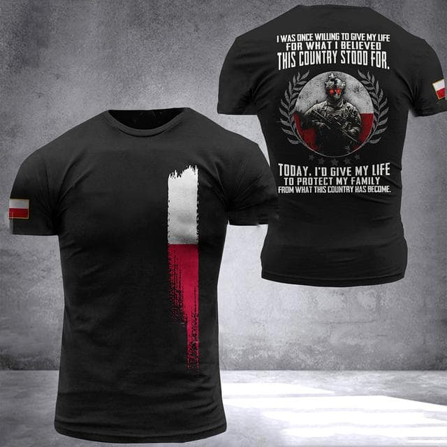 Polish Army Men's T-Shirt Veteran Soldier Poland Flag Print Men's Clothing Oversized Loose Pullover O Neck Short Sleeve Shirt 4XL