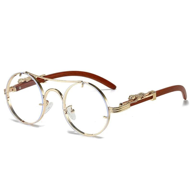 Retro Oval Sunglasses Fashion Designer Clear Gradient Lens Luxury Wooden Shades UV400 for Men Women