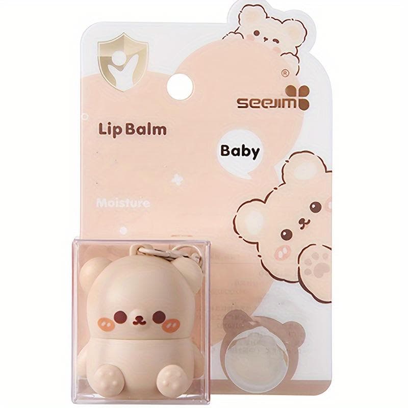 Cute Little Bear Lip Balm For Kids Moisturizing Anti-dry Anti Crack Mini Lip Balm With Keychain Decorations Lip Care orange