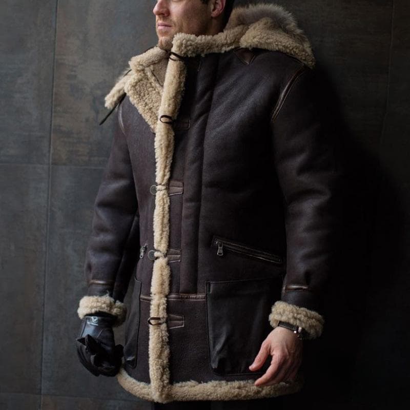 Men's Top Fur Integrated Thickened Fur Jacket Leather Jacket S