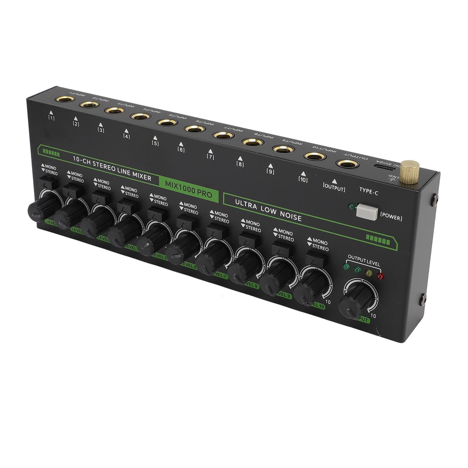 Sound Mixer 10 Channel RGB Professional Stereo Sound Mixer for Amplifier Speaker Handheld EU Plug