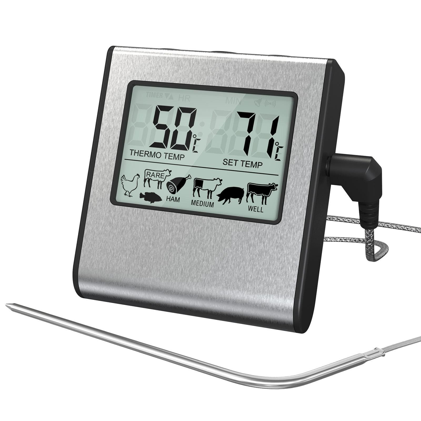 LCD Digital Food Temperature Gauge Cooking Meat Thermometer with Temperature Probe, Digital Oven grey