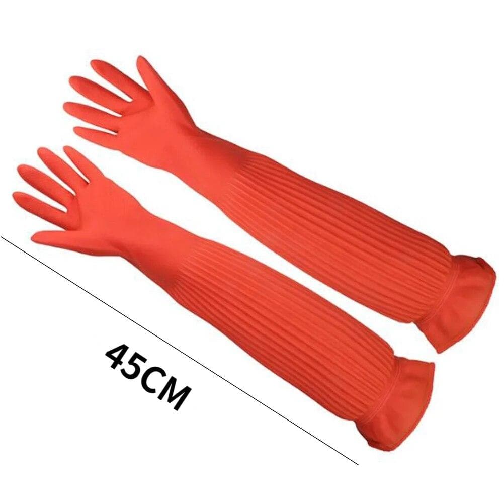 Latex Long Gloves Aquarium Fish Tank Industrial Thick Protective Gauntlets Waterproof Rubber Latex Dishwashing Gloves red
