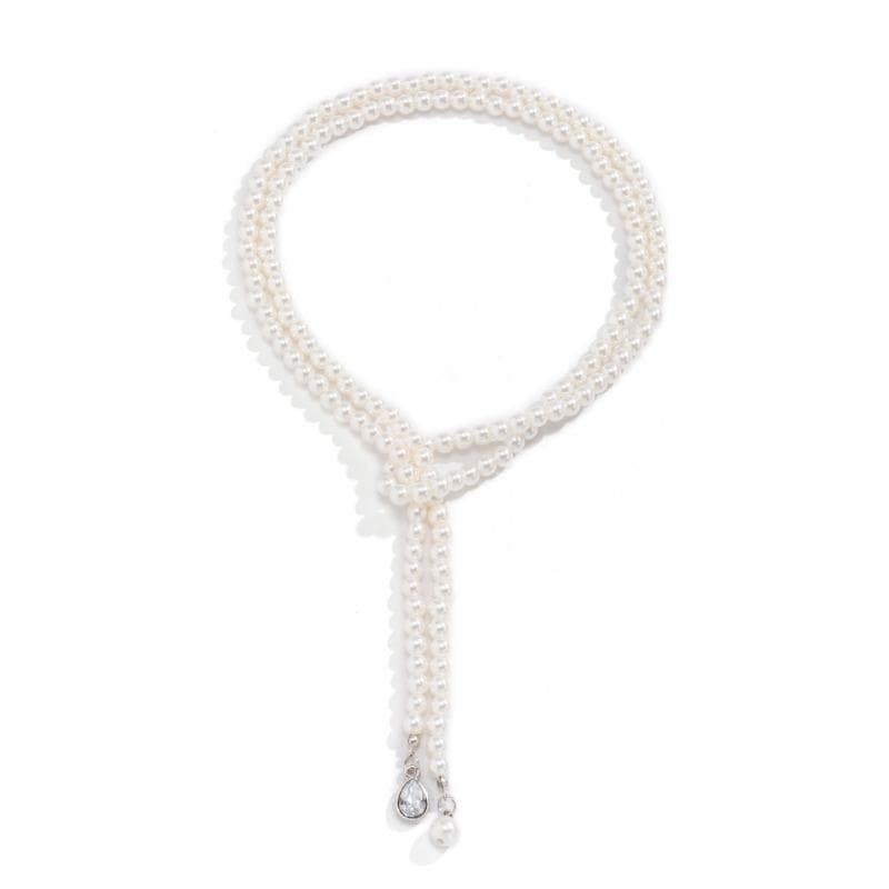 Elegant Multilayer Simulation Pearl Chain Necklace For Women Vintage Wedding Fashion Choker Collar Jewelry Party Gift white