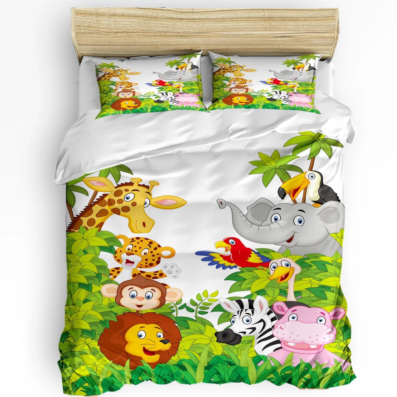 3pcs Bedding Set Cartoon Fox Animals Home Textile Duvet Cover Pillow Case Boy Kid Teen Girl Bedding Covers Set EU single(135x200cm)